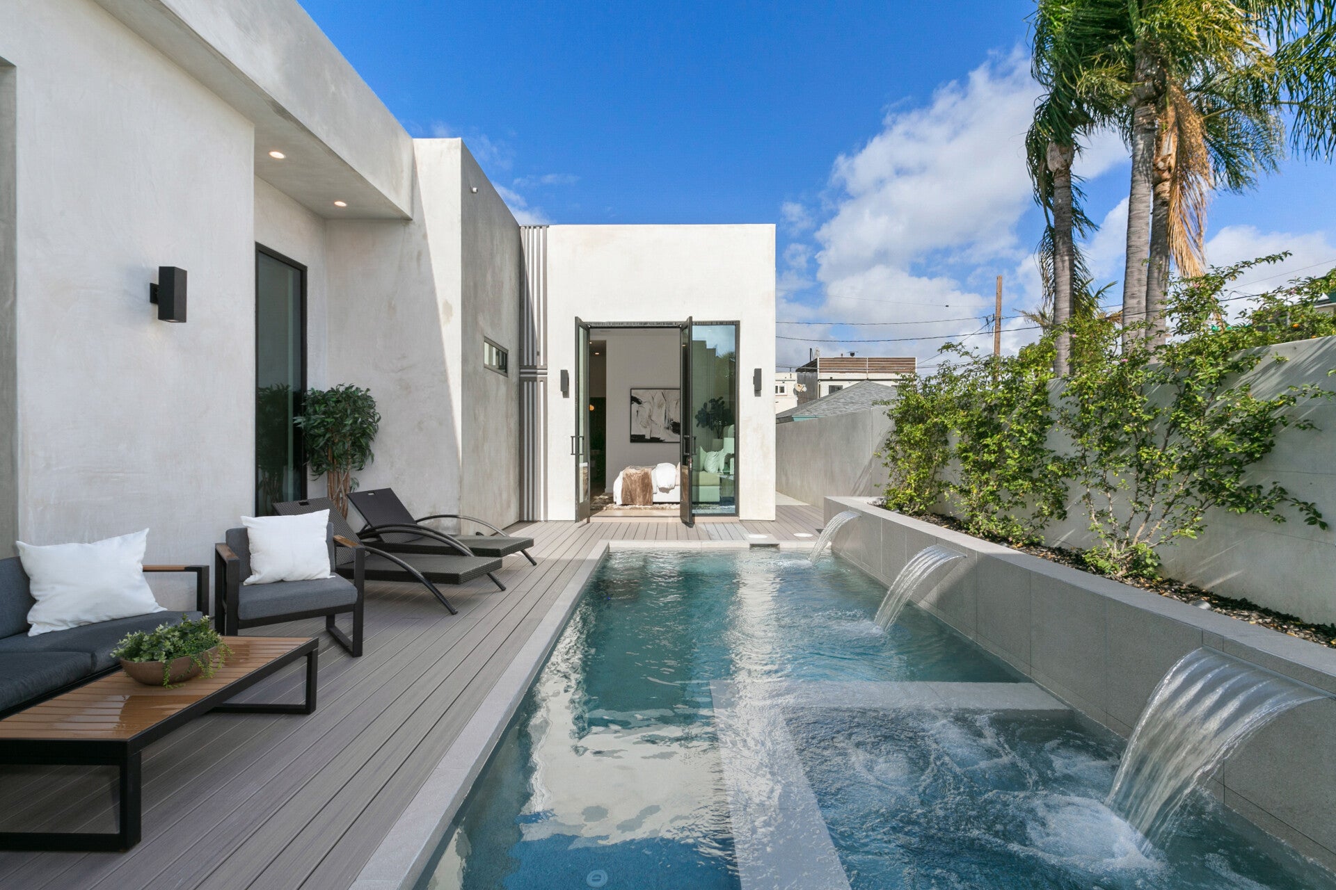 The home and outdoor rooms at 215 Lincoln Avenue